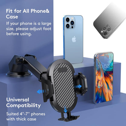 Universal Car Phone Holder, Strong Suction Cup Super Stable Phone Mount for Car Fit for iPhones and All Smartphones