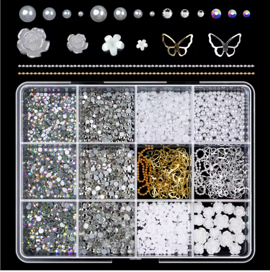 12Grids/box Mixed Resin Bowknot Nail Art Decorations