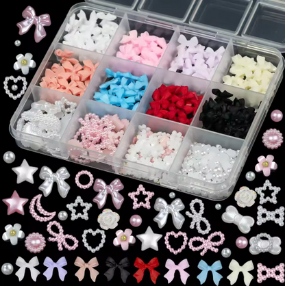 12Grids/box Mixed Resin Bowknot Nail Art Decorations